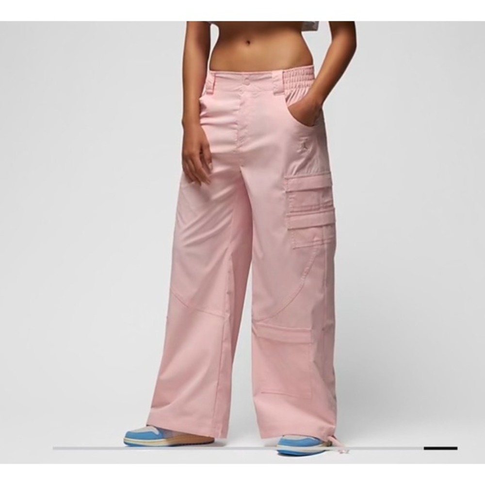 Nike Jordan Womens Chicago Pants Baggy Cargo Wide Leg Athleisure Light Pink